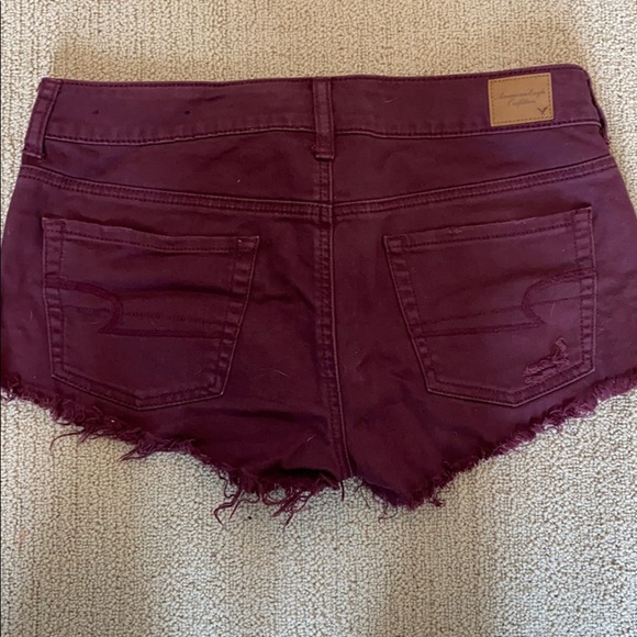 Maroon American Eagle Cut Off Shorts - Picture 3 of 4